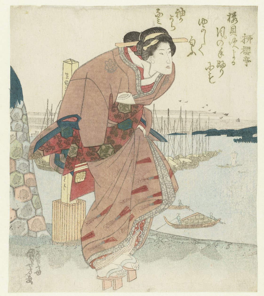 امرأة في المرفأ بواسطة Utagawa Kuniyoshi