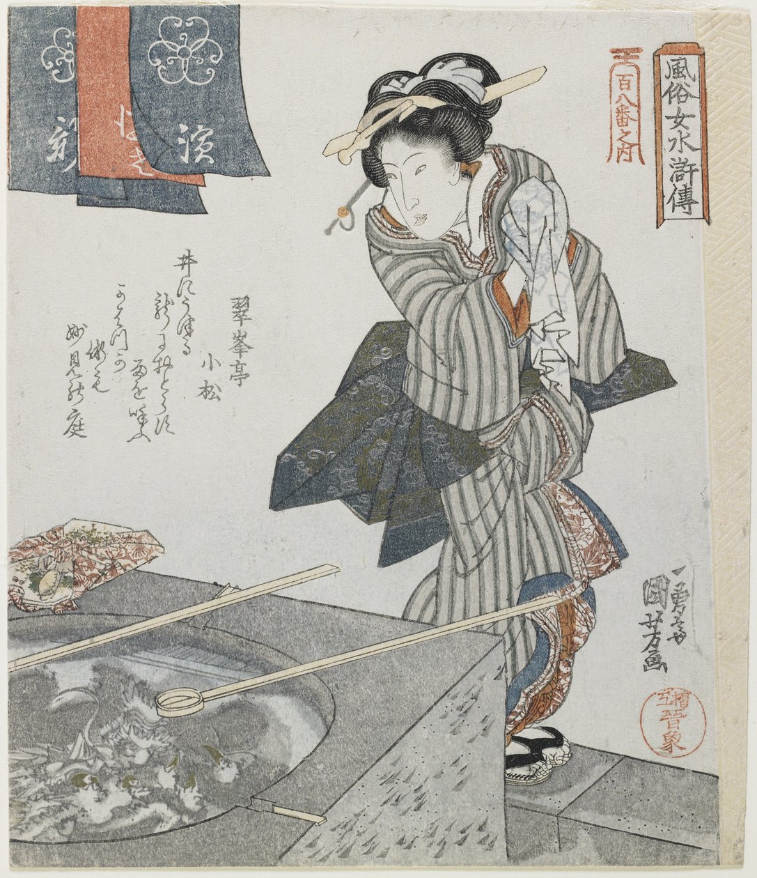 غسل اليدين كقناع غونغسون شنغ ، ج. 1828 بواسطة Utagawa Kuniyoshi