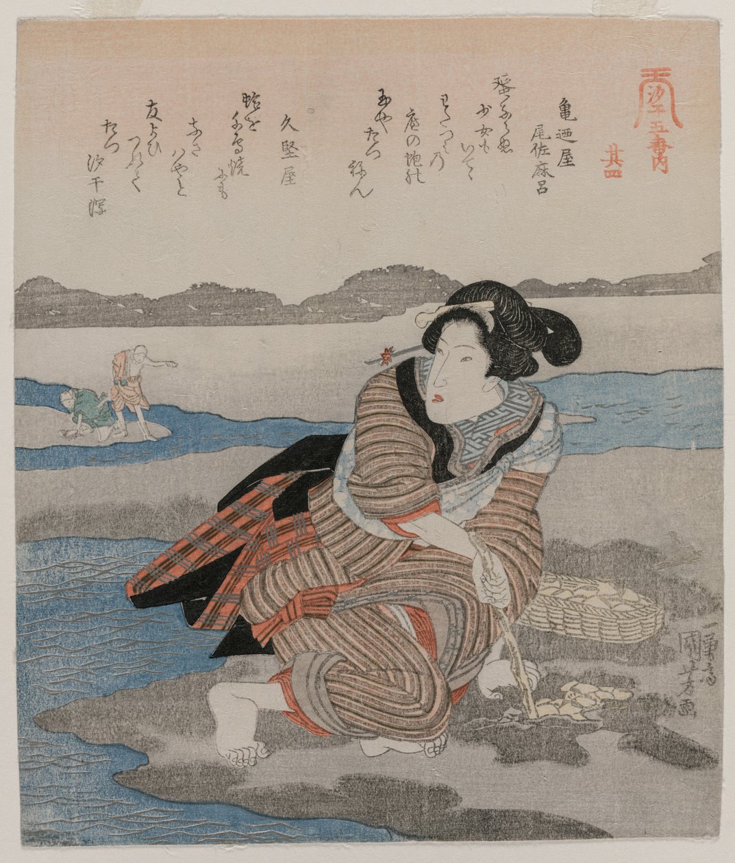 امرأة تحفر البطلينوس. من سلسلة خمس صور لانخفاض المد بواسطة Utagawa Kuniyoshi