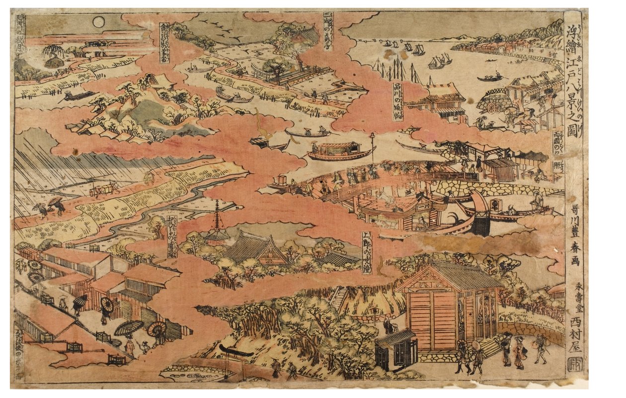 ثمانية مناظر لإيدو ، حوالي 1770-1780 (طباعة خشبية على ورق) بواسطة أوتاغاوا تويوهارو