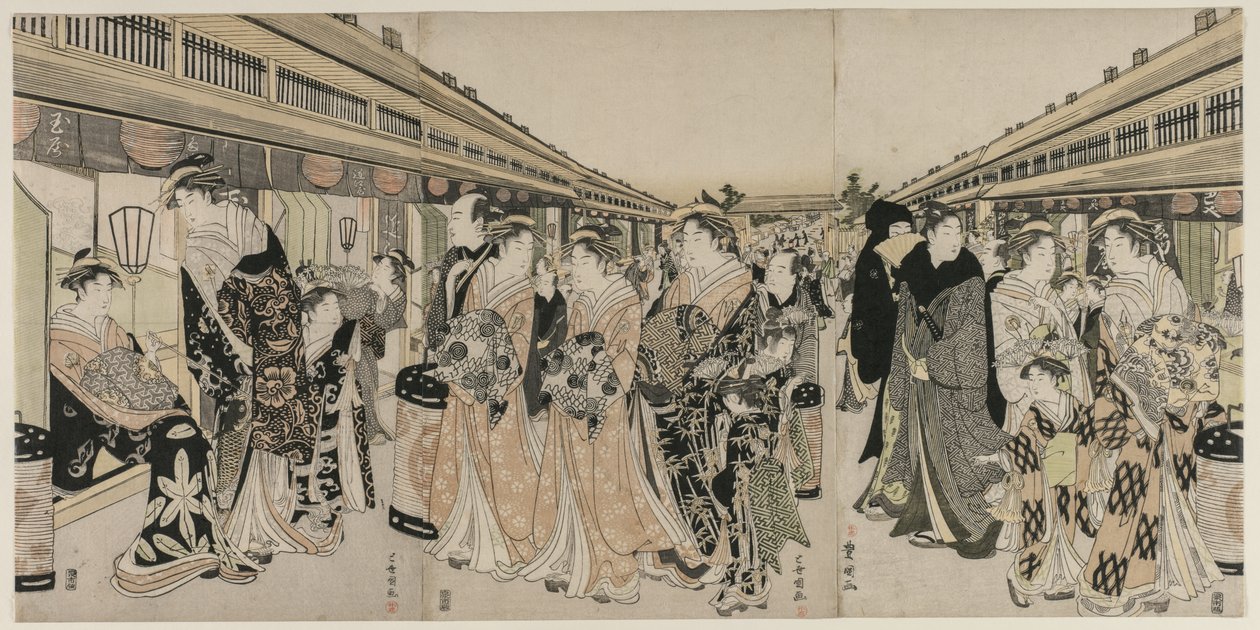 المحظوظين التنزه على Nakanocho ، ج. 1790. بواسطة أوتاغاوا تويوكوني