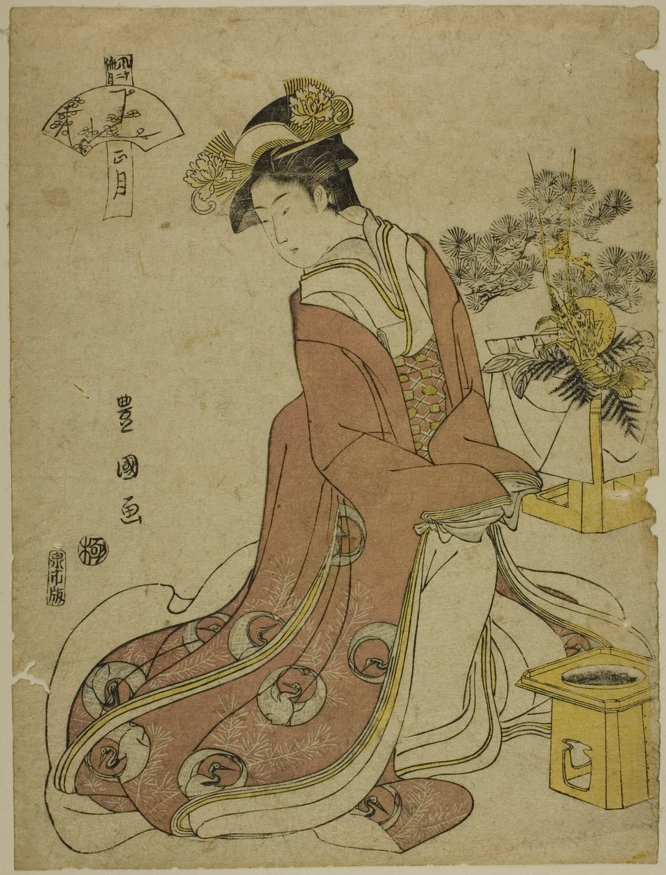 الشهر الأول (Sho gatsu) من مسلسل "Fashionable Twelve Months (Furyu junikagetsu)" بواسطة أوتاغاوا تويوكوني الأول