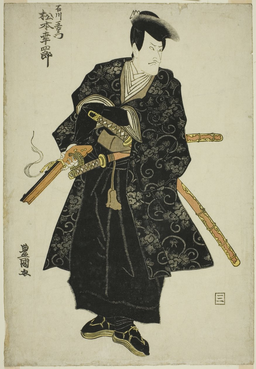 The actor Matsumoto Koshiro V as Ishikawa Goemon in the play "Sanmon Gosan no Kiri," performed at the Ichimura Theater in the third month, 1810 بواسطة أوتاغاوا تويوكوني الأول