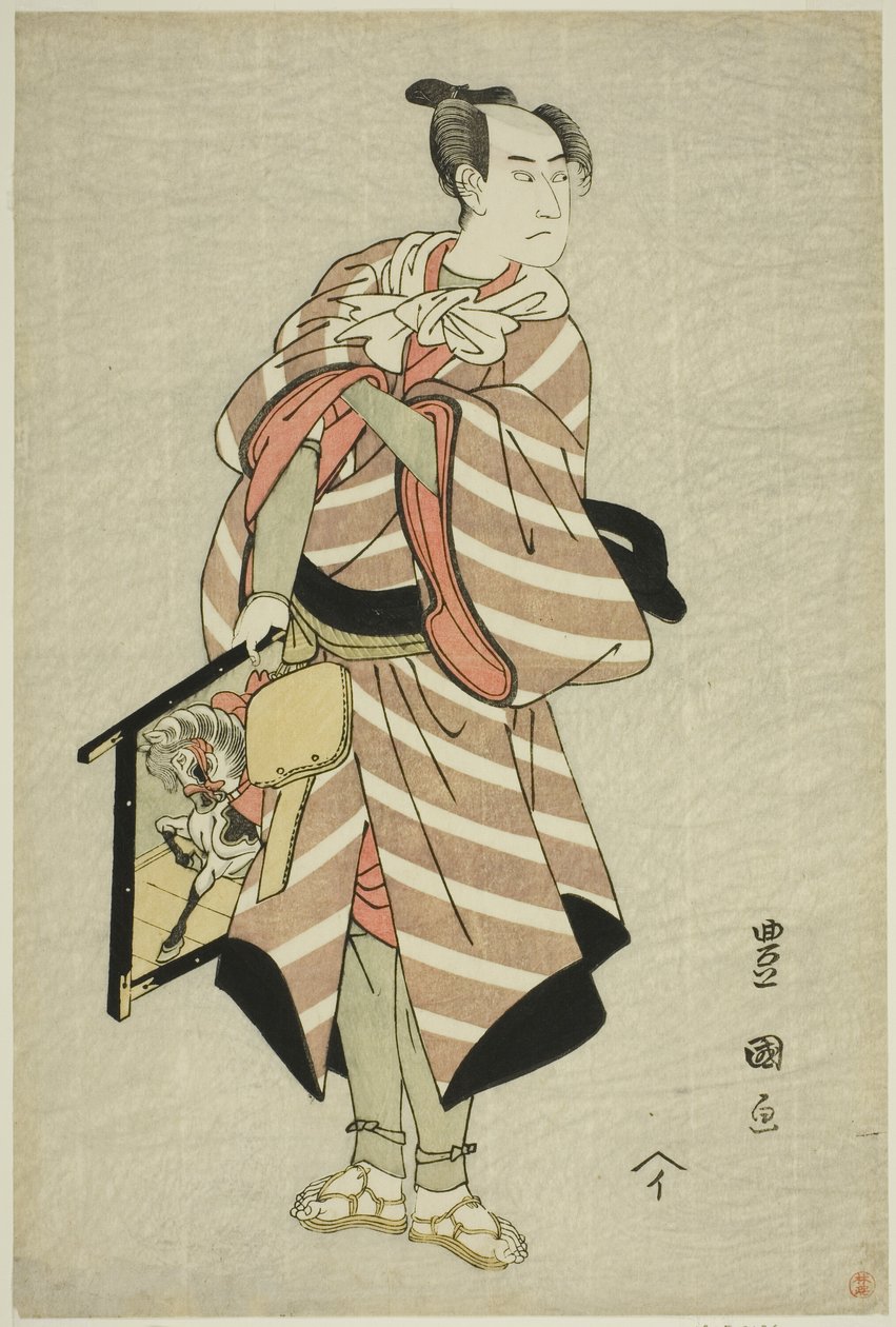 قام الممثل ساوامورا سوجورو الثالث بدور رجل الخيول Muchizo في مسرحية "Miyamairi Musubi no Kamigaki" ، التي تم عرضها على مسرح كيري في الشهر الحادي عشر ، 1797 بواسطة أوتاغاوا تويوكوني الأول