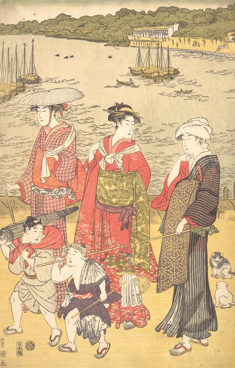 نساء على شاطئ تاكاناوا ، كاليفورنيا. 1790s. بواسطة أوتاغاوا تويوكوني الأول