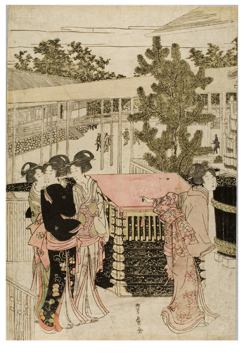 رحلة رأس السنة الجديدة إلى Myohoji في Horinouchi ، Edo ، حوالي 1804-1810 (قالب خشبي على ورق) بواسطة أوتاغاوا وتويوكوني أوتاغاوا تويوهيرو