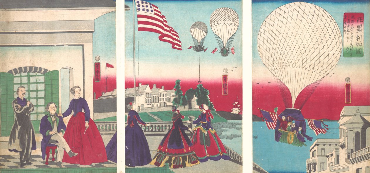 American Balloon Ascension Amerikakoku ، ١٨٦٧. بواسطة أوتاغاوا يوشيتورا