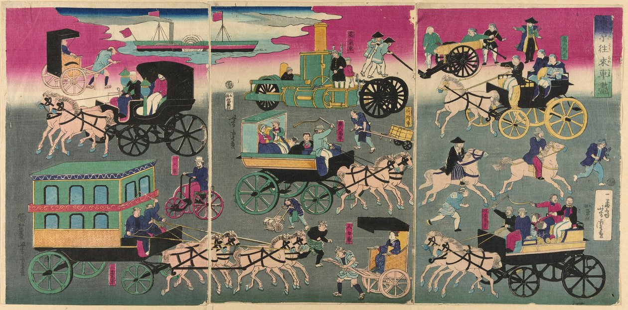 المركبات في شوارع طوكيو (Tokyo orai kuruma zukushi) بواسطة أوتاغاوا يوشيتورا