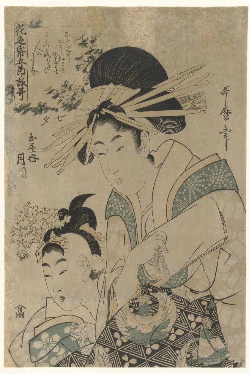 تاناباتا: المجاملة Tsukioka من منزل Tamaya تاناباتا: Tamaya uchi Tsukioka (العنوان على الكائن) قصائد على ورق ساطع للفصول الخمسة (عنوان المسلسل) هانا نو إيروجامي غوسيتسو يوميوتا (عنوان المسلسل على الكائن) بواسطة أوتامارو (الثاني) ، كيتاجاوا (منسوبة إلى)