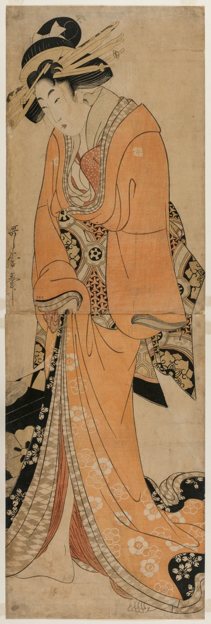 الجيشا واقفة بجانب قضية شميسن ، ح. 1810. بواسطة أوتامارو الثاني