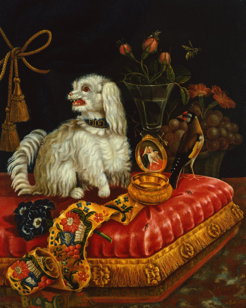 كلب على وسادة بواسطة V. Behr