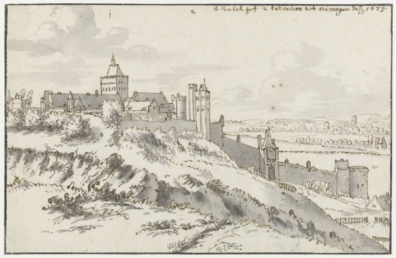 منظر لـ Valkhof و Belvedere في Nijmegen بواسطة فالنتين كلوتز (ربما)