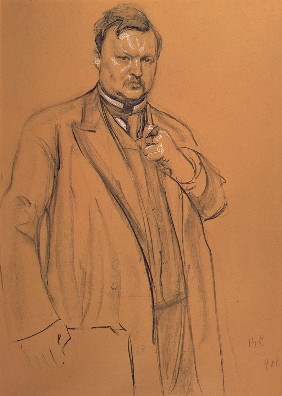 صورة الملحن ألكسندر كونستانتينوفيتش غلازونوف (1865-1936) ، 1906 (طباشير وفحم على ورق) بواسطة فالنتين ألكسندروفيتش سيروف