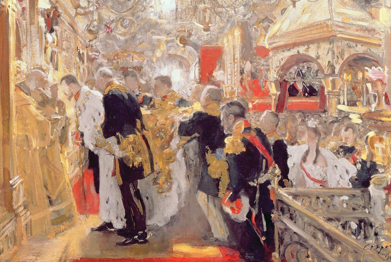 تتويج الإمبراطور نيكولاس الثاني (1868-1918) في كاتدرائية الصعود 1896 بواسطة فالنتين ألكسندروفيتش سيروف