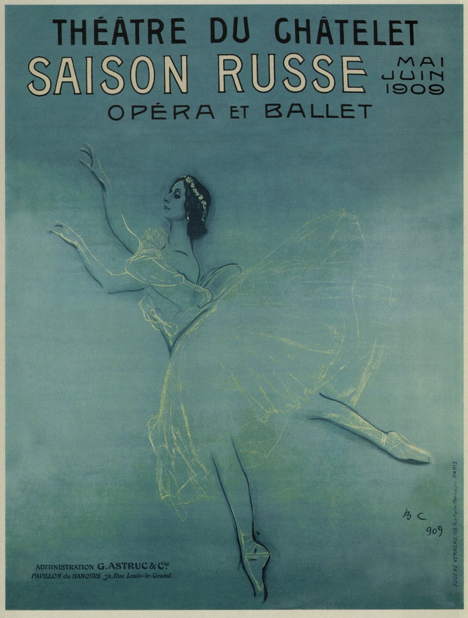 ملصق إعلاني لراقصة الباليه آنا بافلوفا في الباليه Les sylphides بقلم إف شوبان ، 1909 بواسطة فالنتين ألكسندروفيتش سيروف