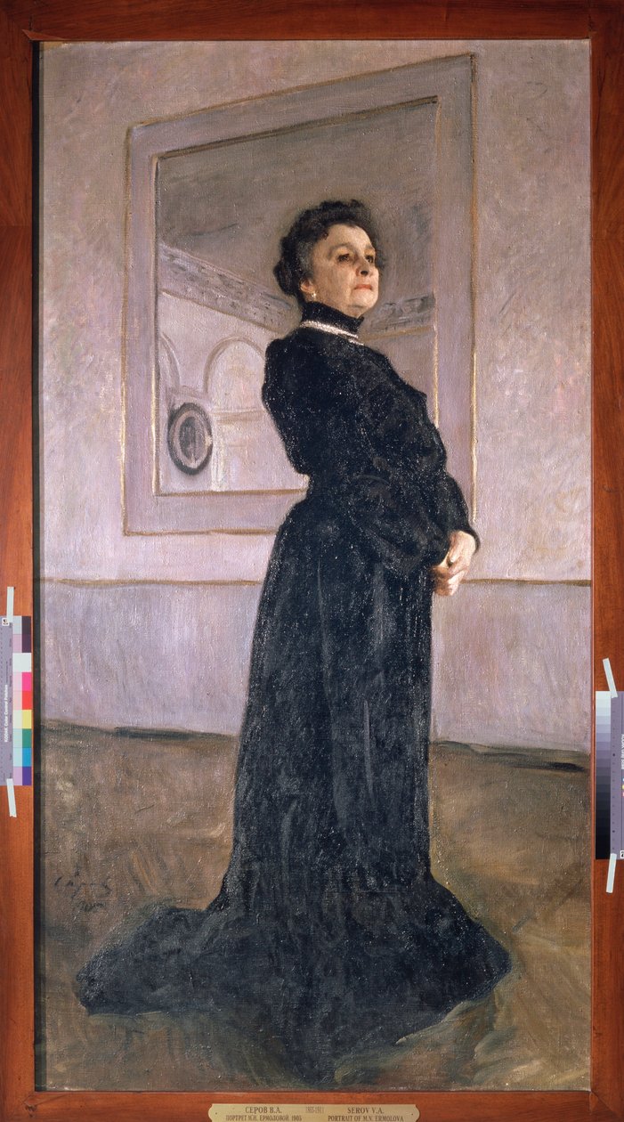 صورة للممثلة ماريا يرمولوفا (1853-1928). لوحة فالنتين الكسندروفيتش سيروف (1865-1911) ، زيت على قماش بواسطة فالنتين ألكسندروفيتش سيروف
