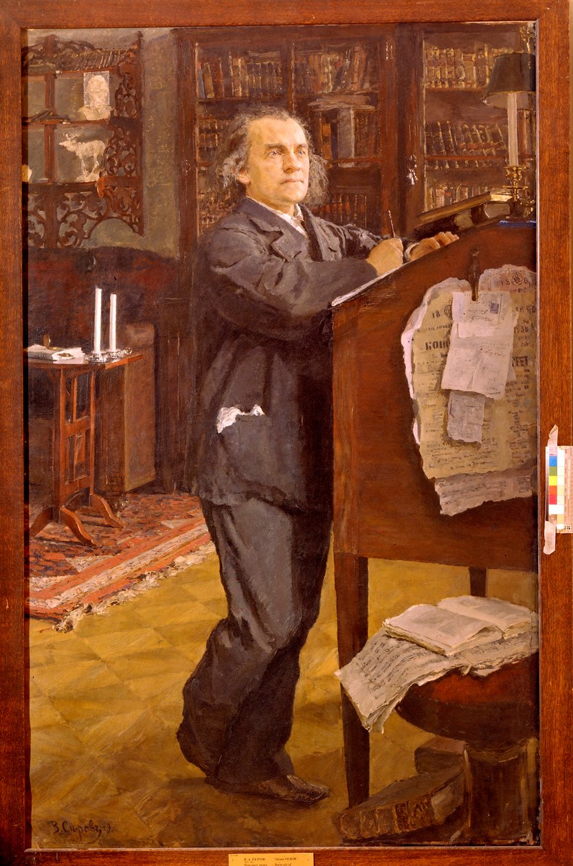 صورة للمؤلف ألكسندر (ألكسندر) سيروف (1820-1871). لوحة فالنتين الكسندروفيتش سيروف (1865-1911) ، زيت على قماش بواسطة فالنتين ألكسندروفيتش سيروف