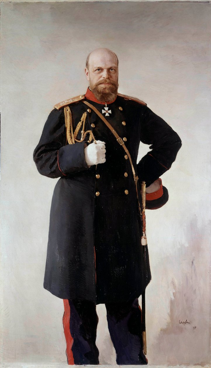 صورة على قدم الإسكندر الثالث (1845-1895) ، إمبراطور روسيا لوحة فالنتين سيروف (1865-1911) 1895 سانت بطرسبرغ. شاتو دي بيترهوف - صورة كاملة الطول للكسندر الثالث (1845-1895) ، إمبراطور روسيا. لوحة فالنتين سيروف (1865-1911) بواسطة فالنتين ألكسندروفيتش سيروف
