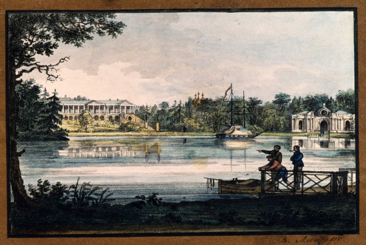 "" معرض كاميرون في قصر كاترين في تسارسكوي سيلو "" بواسطة فاليريان بلاتونوفيتش لانجر (1799-1870) ، مطبوعات حجرية ، ألوان مائية ، كاليفورنيا 1820 ، متحف الدولة في الهواء الطلق تسارسكوي سيلو ، سانت بطرسبرغ بواسطة فاليريان بلاتونوفيتش لانغر