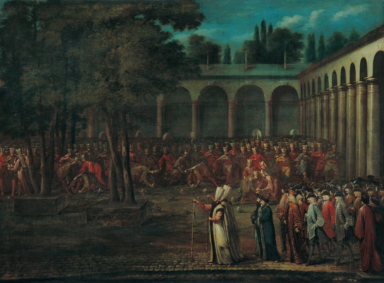وفد السفير يمر عبر الفناء الثاني لقصر توبكابي ، 1720s بواسطة فانمور