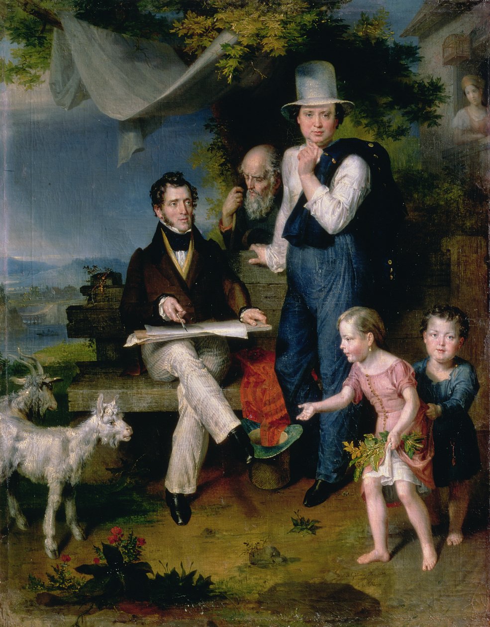 صورة جماعية بما في ذلك الفنان جورج داو (1781-1829) وصورة ذاتية ، 1834 بواسطة Vasili Aleksandrovich Golike