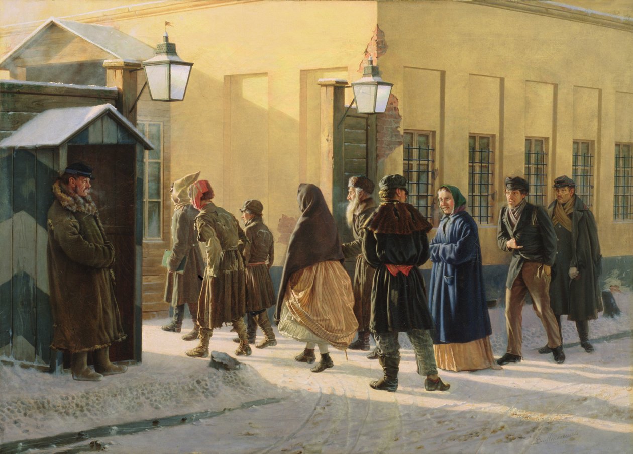 مشهد شارع ، خارج السجن ، 1868 بواسطة فاسيلي جورجيفيتش ماليشيف