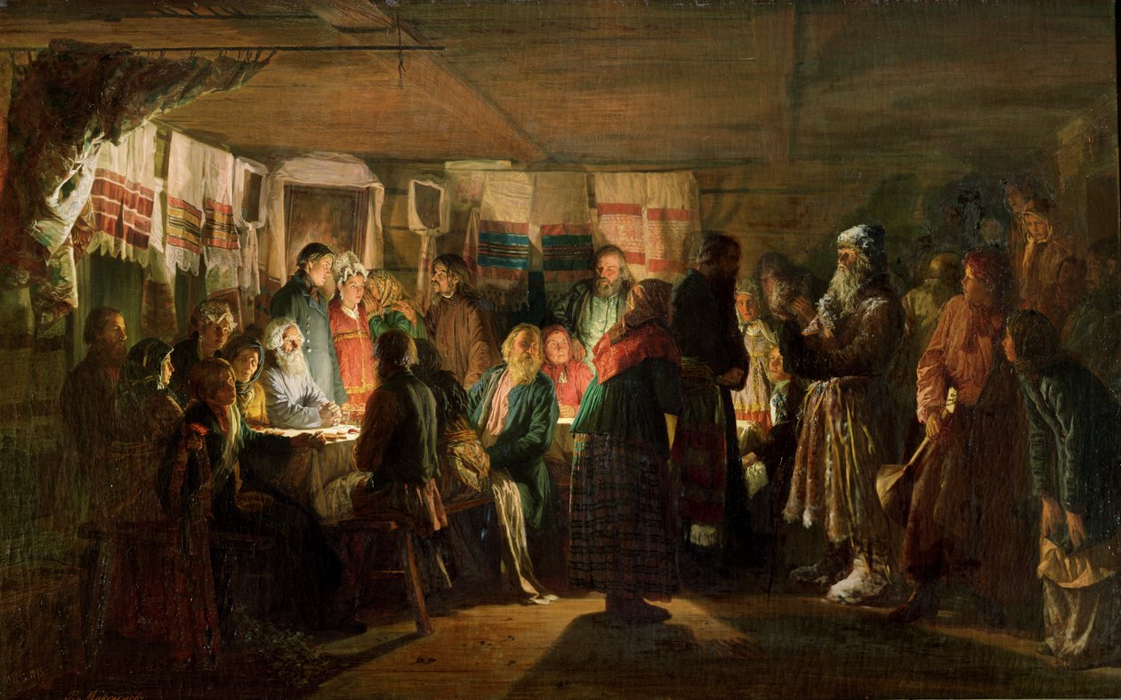 زيارة ساحر لحفل زفاف فلاح ، 1875 بواسطة فاسيلي ماكسيموفيتش ماكسيموف
