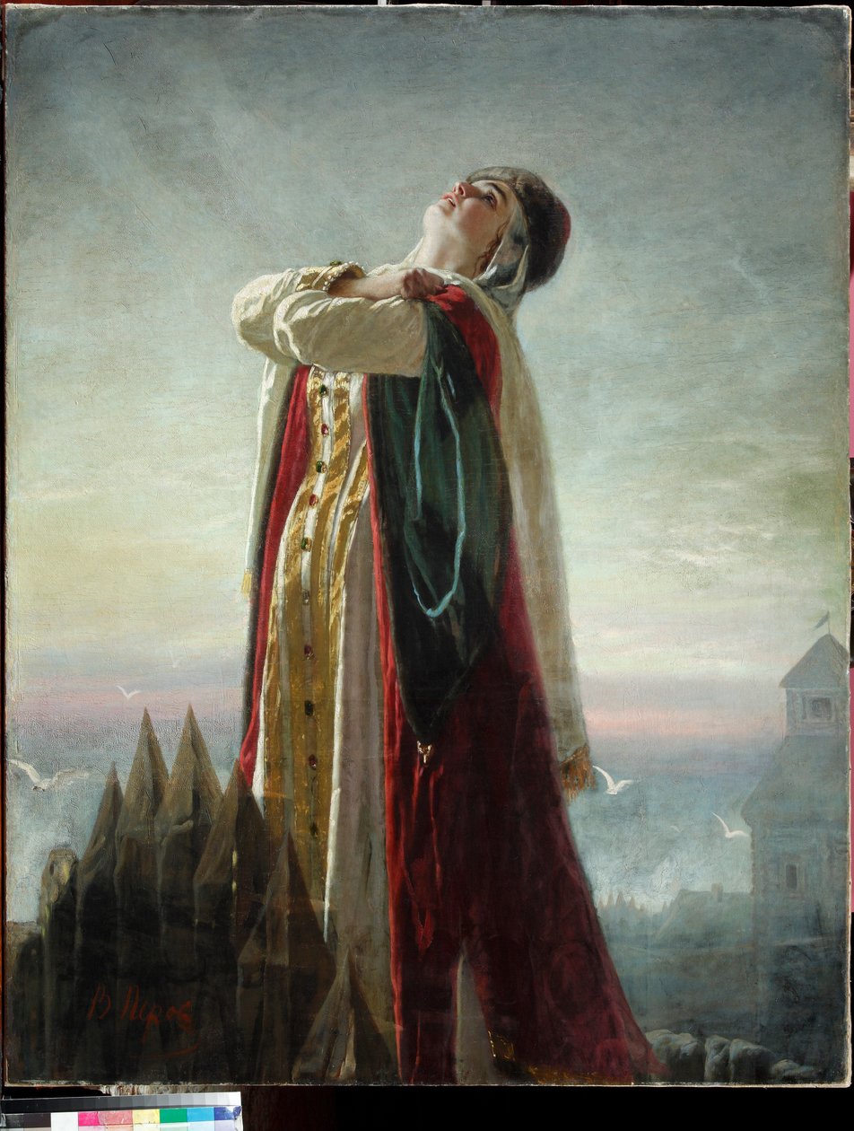 "رثاء ياروسلافنا" (رثاء ياروسلافنا) رسم توضيحي لأوبرا "الأمير إيغور" لألكسندر بورودين لوحة لفاسيلي بيروف (1834-1882) بواسطة فاسيلي جريجوريفيتش بيروف