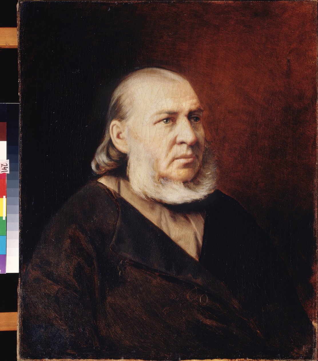 صورة للكاتب سيرجي تيموفييفيتش أكساكوف (1791-1859). لوحة لفاسيلي (فاسيلي) غريغوريفيتش بيروف (1834-1882) ، زيت على قماش. الفن الروسي بواسطة فاسيلي جريجوريفيتش بيروف