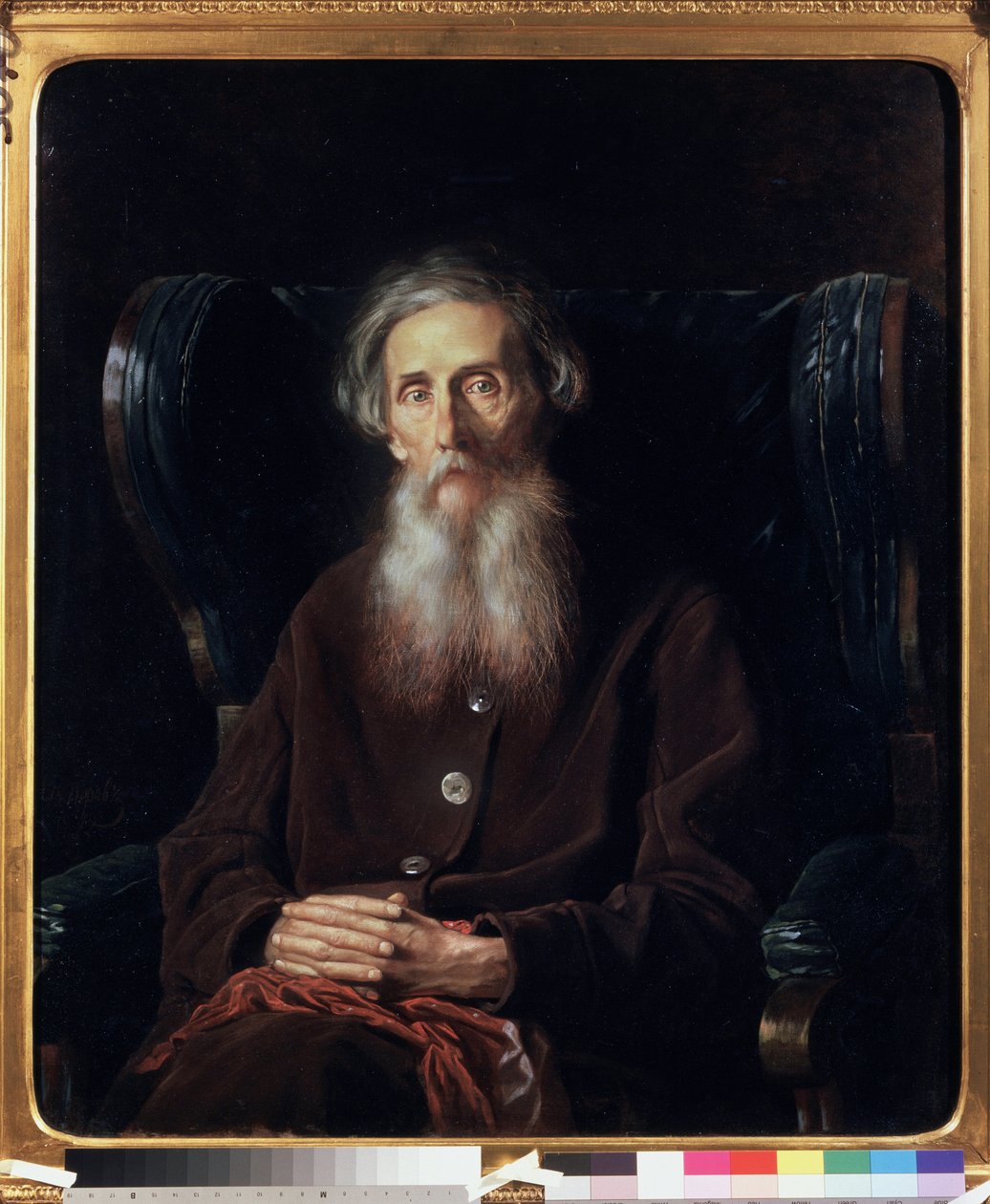 صورة للكاتب ومؤلف المعاجم فلاديمير دال (1801-1872). لوحة لفاسيلي (فاسيلي) غريغوريفيتش بيروف (1834-1882) ، زيت على قماش بواسطة فاسيلي جريجوريفيتش بيروف