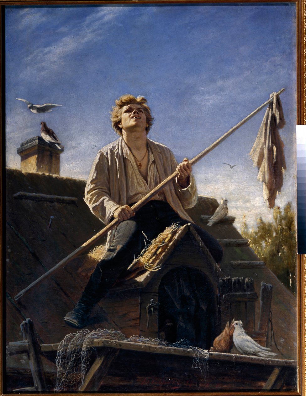 مربي الحمام (مربي الحمام). لوحة لفاسيلي (فاسيلي) غريغوريفيتش بيروف (1834-1882) ، زيت على قماش بواسطة فاسيلي جريجوريفيتش بيروف