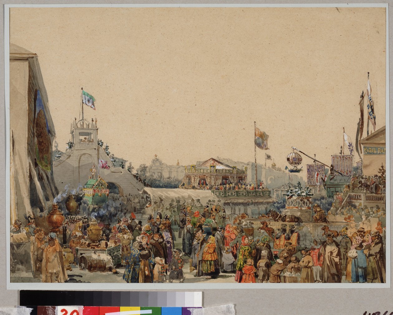 معرض في ساحة الأميرالية في سانت بطرسبرغ. عمل فاسيلي سيميونوفيتش سادوفنيكوف (1800-1879) ، لوحة مائية على ورق بواسطة فاسيلي سيمينوفيتش سادوفنيكوف
