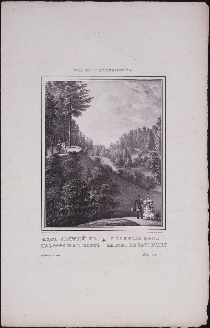 مناظر سانت بطرسبرغ. منظر للحديقة في بافلوفسك ، 1833 بواسطة فاسيلي سيمينوفيتش سادوفنيكوف
