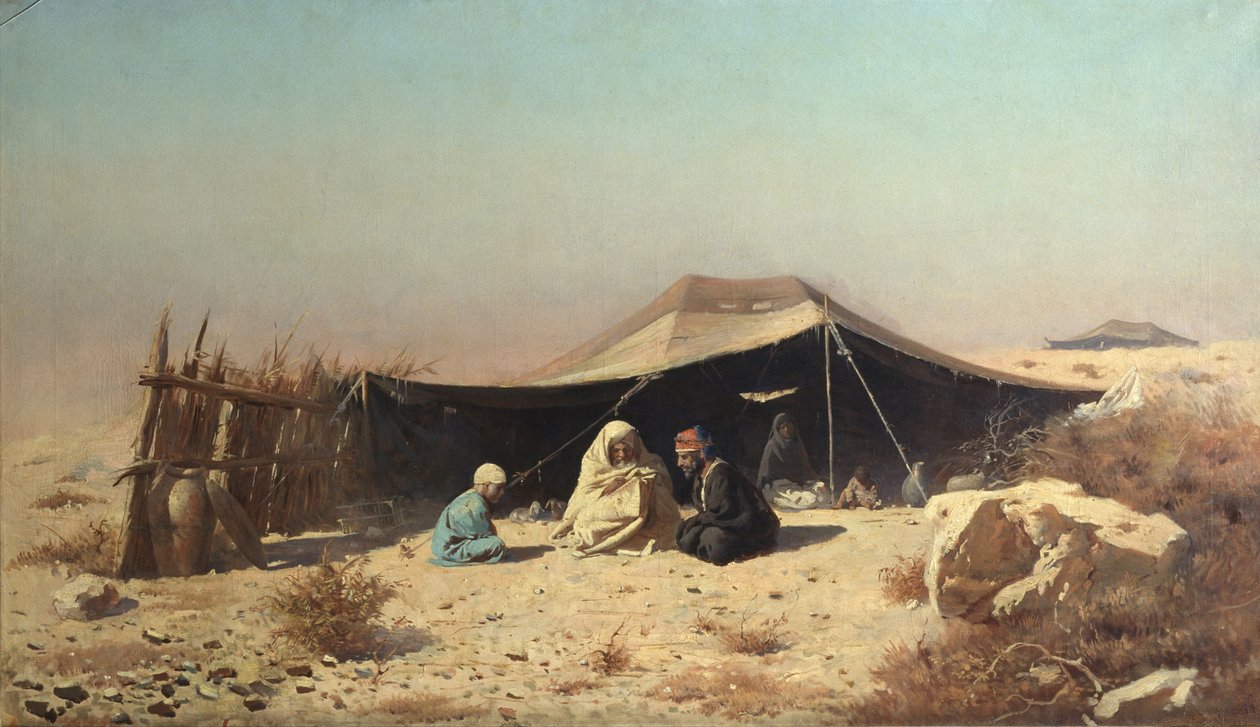 عرب في الصحراء. دراسة القرآن بواسطة Vasili Vasilievich Vereshchagin