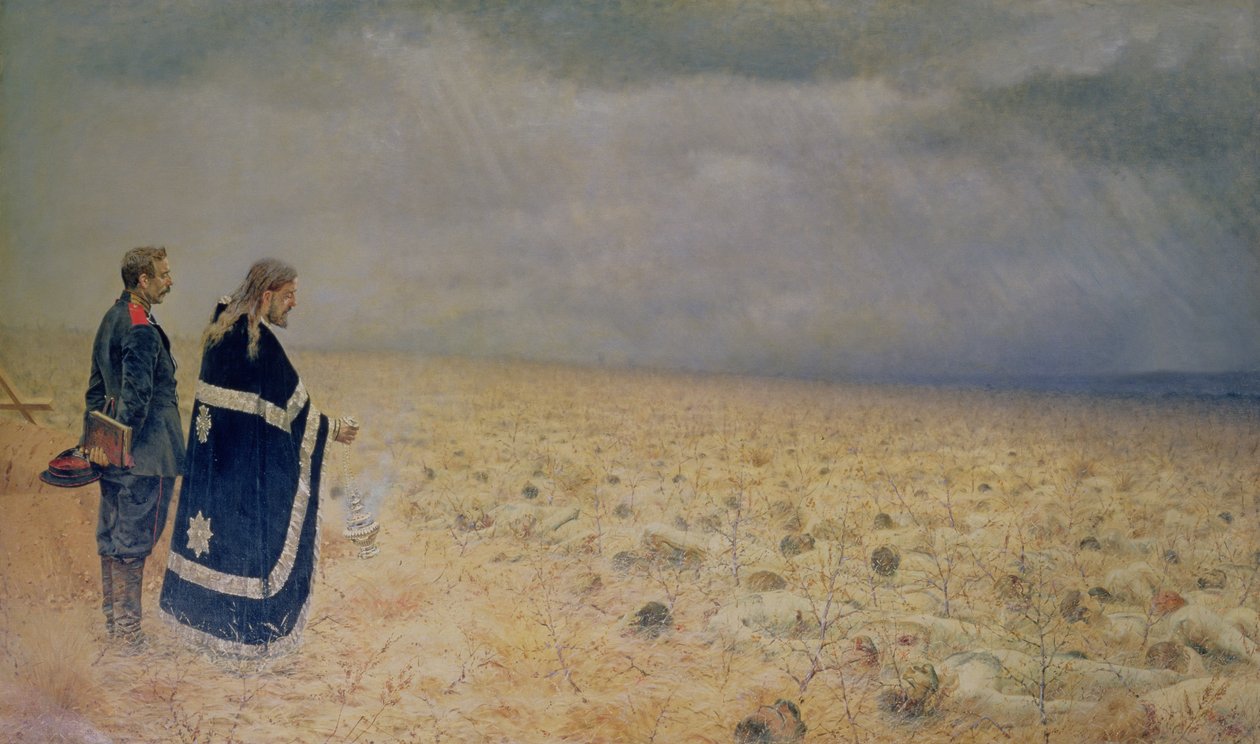 المهزوم. قداس الموتى بواسطة Vasili Vasilievich Vereshchagin