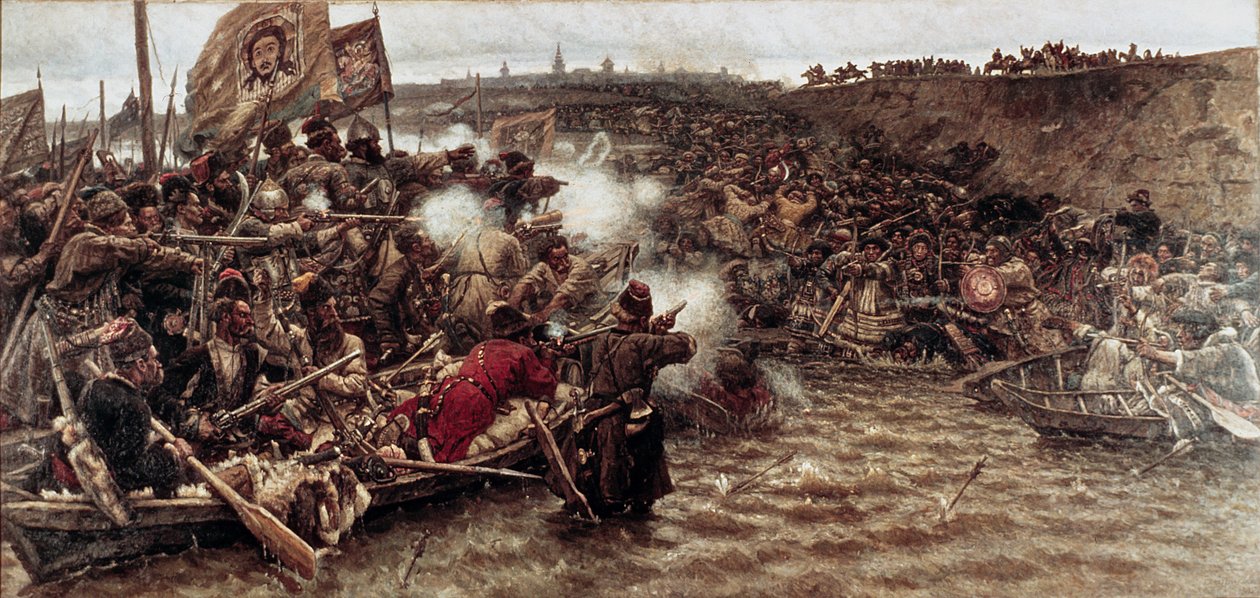 غزو يرماك لسيبيريا عام 1582 ، 1895 بواسطة فاسيليج إيفانوفيتش سوريكوف