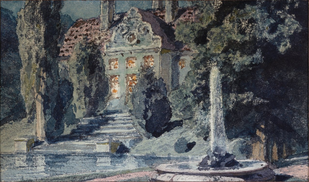ديكور تحضيري لأوبرا "بوريس غودونوف" لموديست موسورجسكي (1839-1881) - تصميم مسرحي لأوبرا بوريس غودونوف لموسورجسكي - عمل فاسيلي دميترييفيتش بولينوف (1844-1927) ، ألوان مائية على ورق بواسطة فاسيلي دميترييفيتش بولينوف
