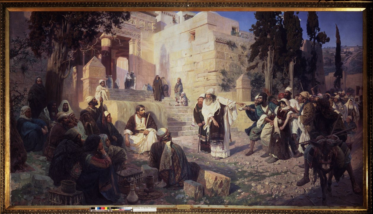 Le Christ et la femme adultere - المسيح والمرأة المأخوذة في الزنا - لوحة لفاسيلي دميترييفيتش بولينوف (1844-1927) ، زيت على قماش بواسطة فاسيلي دميترييفيتش بولينوف