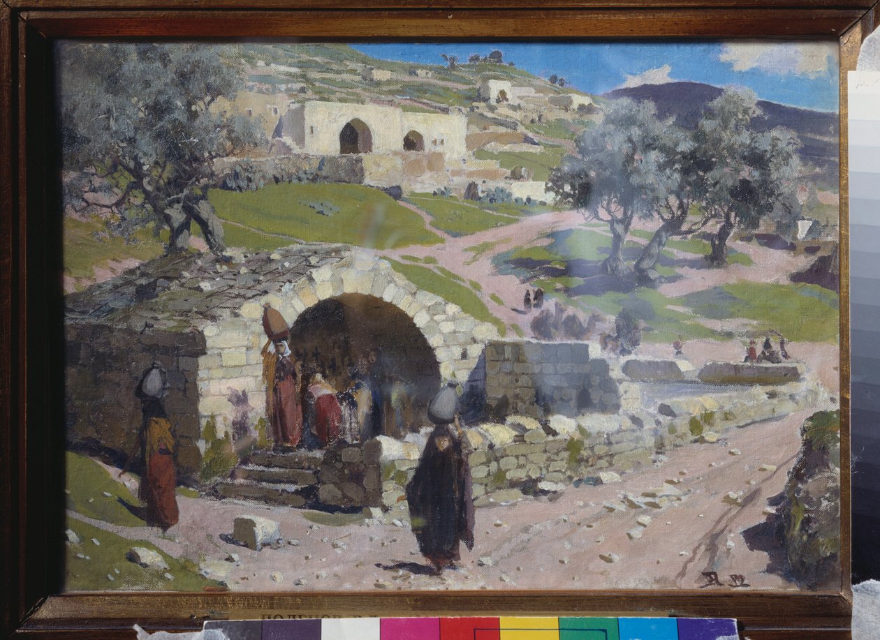 بئر القديسة مريم في القدس (إسرائيل) - بئر القديسة مريم في الناصرة - رسم فاسيلي دميترييفيتش بولينوف (1844-1927) ، زيت على قماش بواسطة فاسيلي دميترييفيتش بولينوف