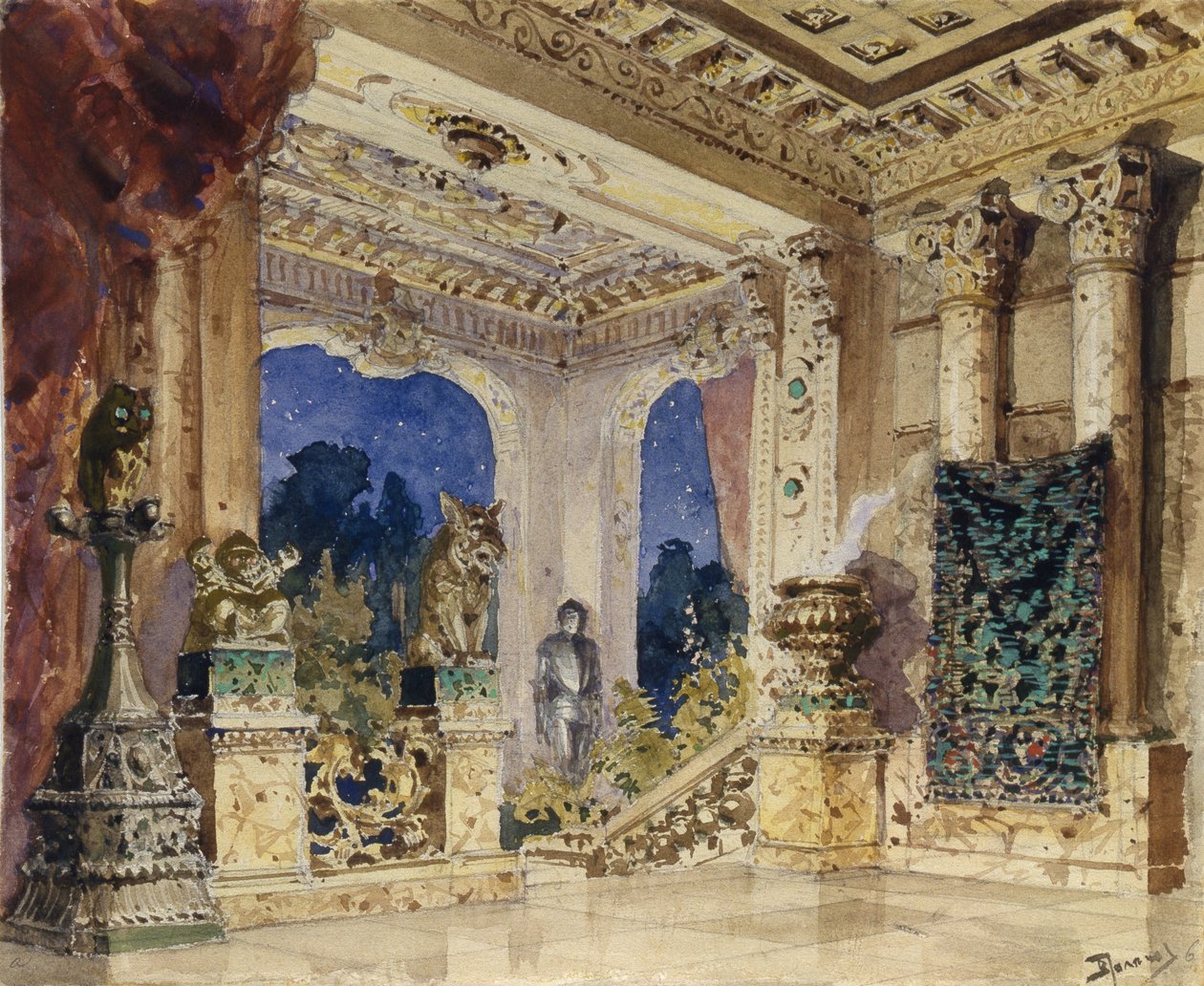 تصميم المسرح للأوبرا الوردة القرمزية بقلم ن. كروتكوف ، 1884 بواسطة فاسيلي دميترييفيتش بولينوف