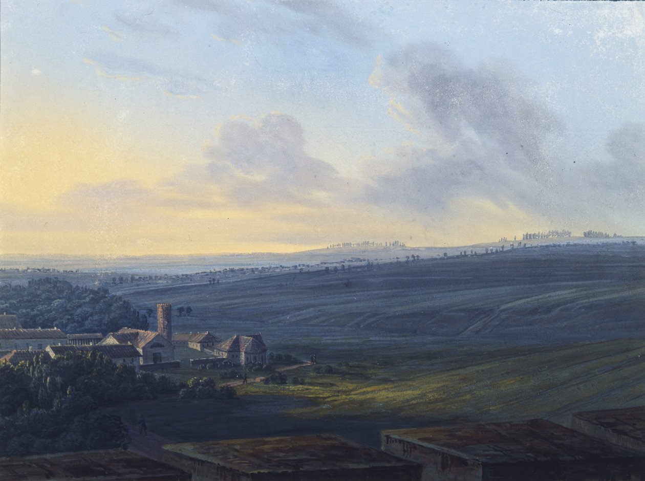 منظر ل Tsarskoye Selo من البرج الأبيض ، بعد عام 1826 بواسطة فاسيلي أندرييفيتش جوكوفسكي
