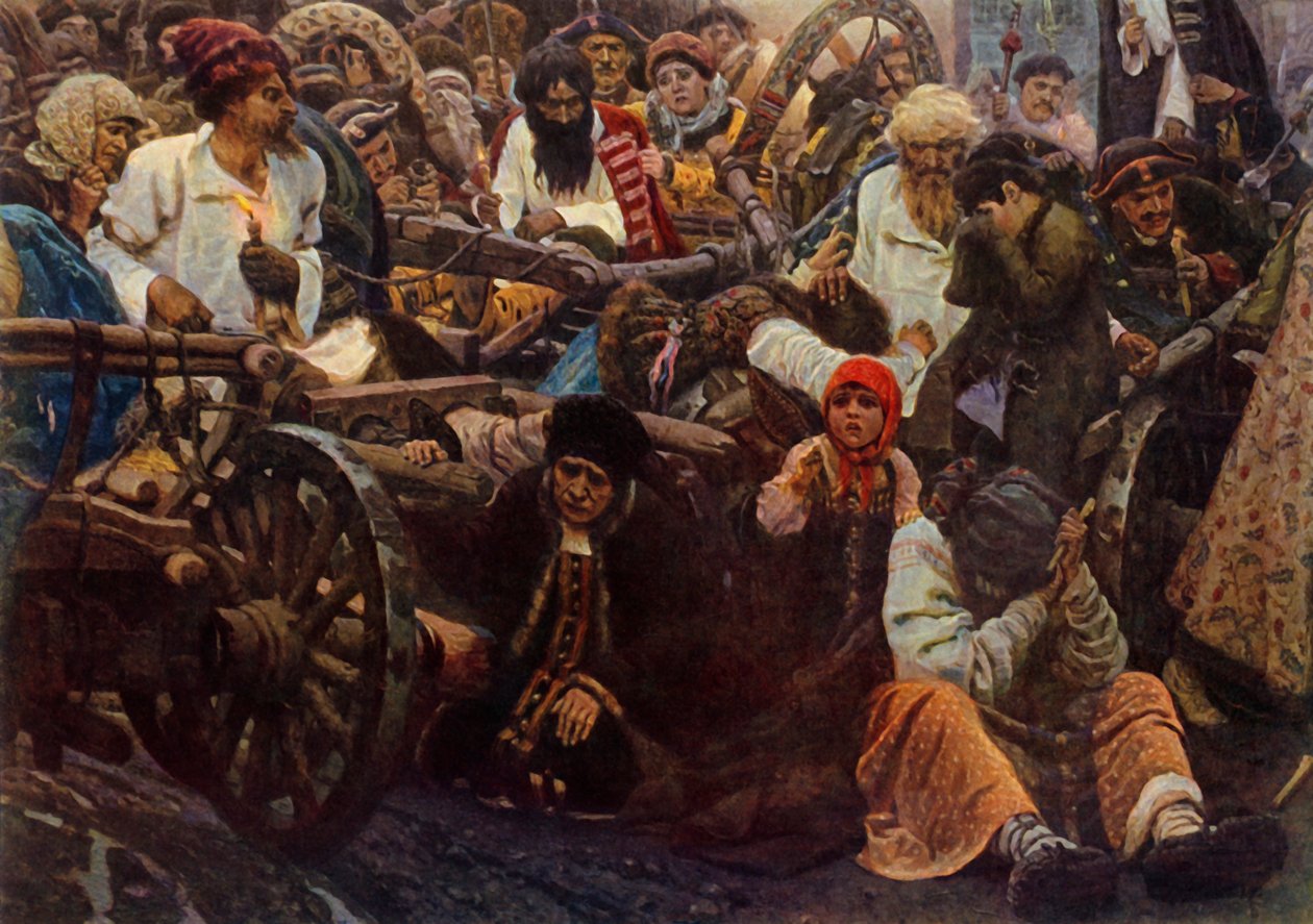 "الصباح الذي يسبق الإعدام" ، 1881 ، 1965. بواسطة فاسيلي سوريكوف