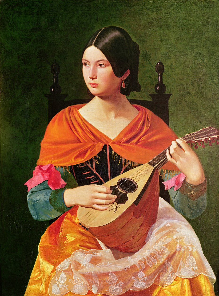 امرأة شابة مع مندولين ، 1845-1847 بواسطة فيكوسلاف كاراس