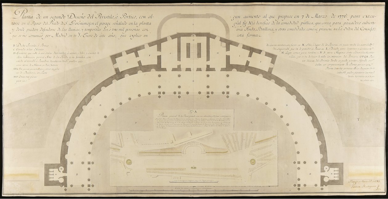 Peristyle لـ Paseo del Prado de San Jerónimo بواسطة Ventura Rodríguez