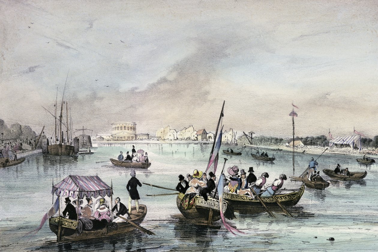 Joust on the water ، &39;Local fetes around Paris&39; ، سلسلة ، 1830 ، La Villette بواسطة فيكتور آدم