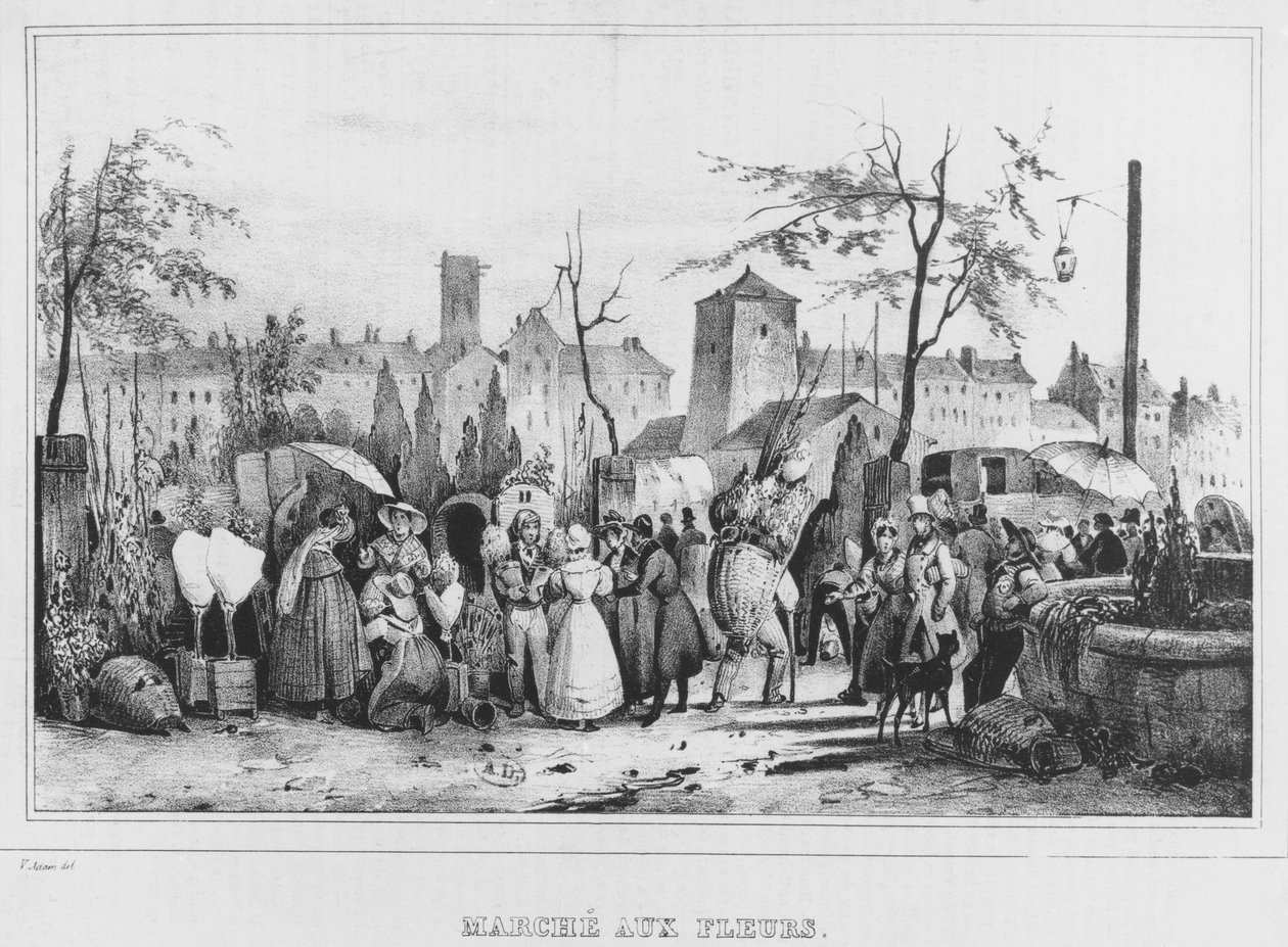 سوق الزهور في باريس ، 1834 بواسطة فيكتور آدم