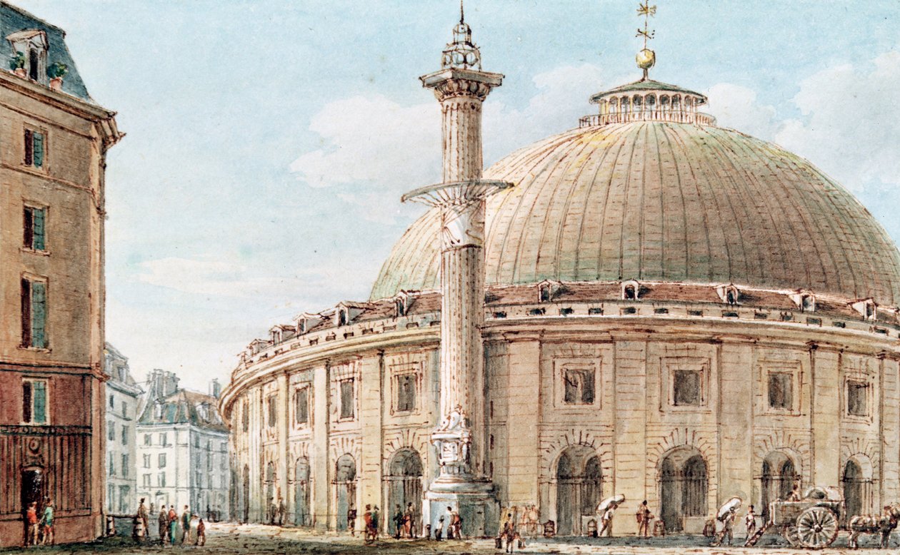 منظر لسوق الحبوب والعمود الفلكي ، باريس ، القرنان الثامن عشر والتاسع عشر بواسطة فيكتور جان نيكول