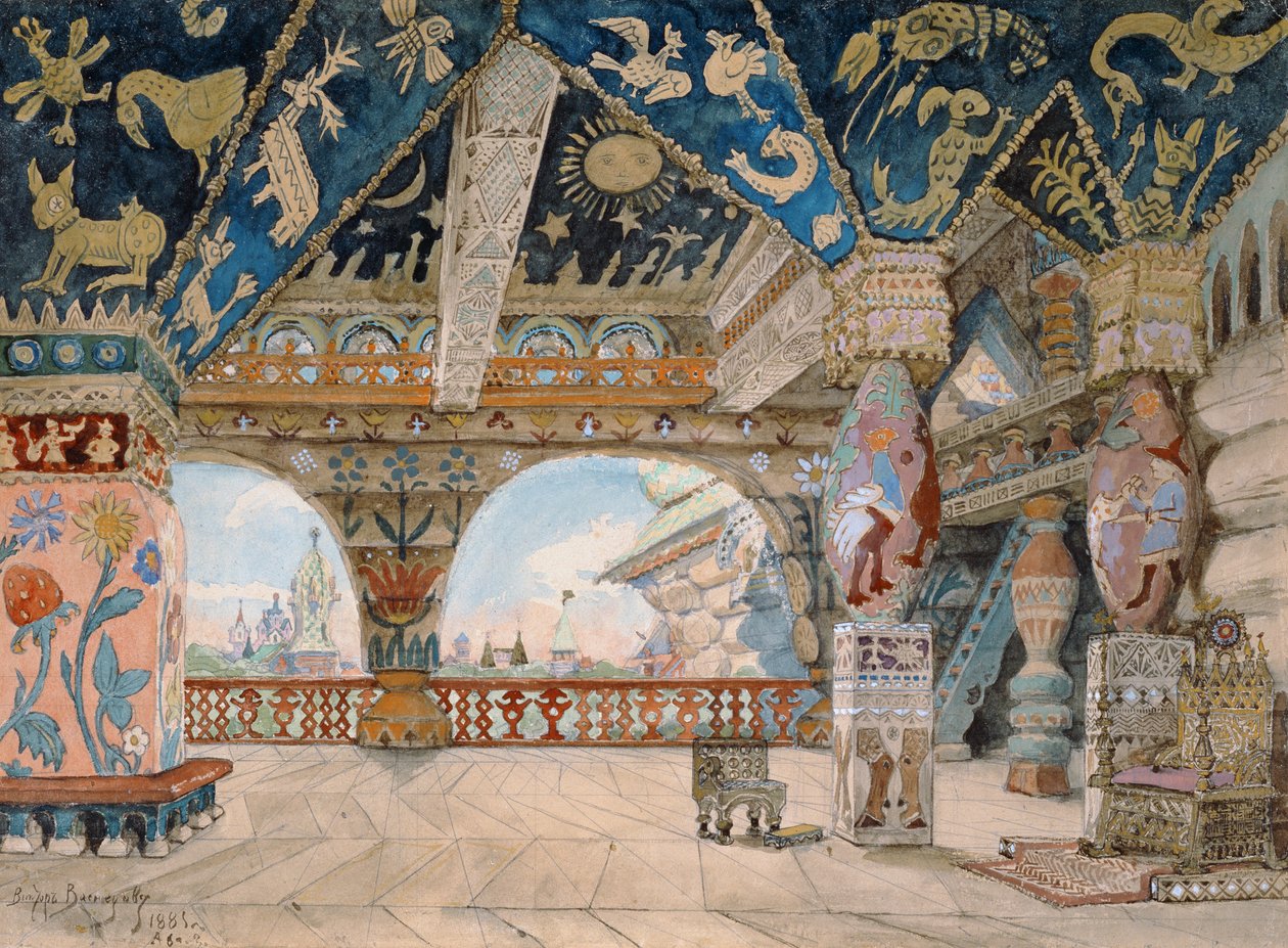 تصميم المسرح لأوبرا نيكولاي ريمسكي كورساكوف "The Snow Maiden" ، 1883 بواسطة فيكتور ميخائيلوفيتش فاسنيتسوف