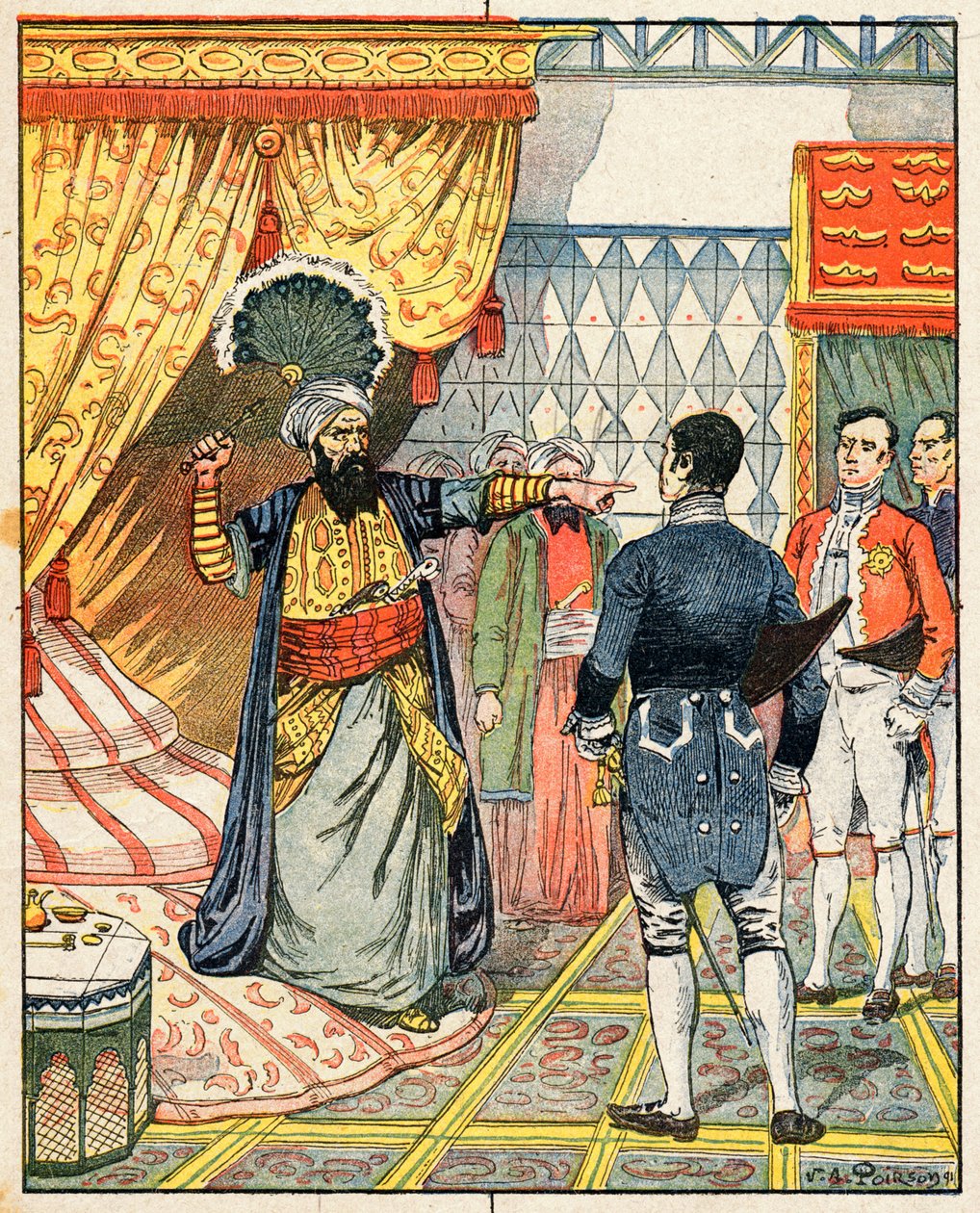 داي الجزائر الحسين بن الحسين يضرب السفير الفرنسي م. ديفال بالمروحة بواسطة فيكتور أرماند بوارسون