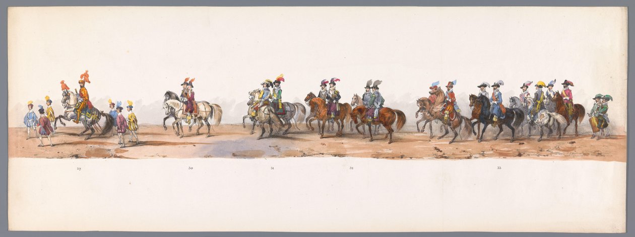 موكب تاريخي في الذكرى المئوية الثانية لجامعة أوترخت ، 1836 (اللوحة 8) مسيرة الجيش الهولندي إلى أوستند ، 3 يوليو 1600 ، في اليوم التالي للانتصار في Nieuwpoort ؛ وفقًا للأداء المليء بالملابس الذي قدمه H H Student بواسطة فيكتور آدم